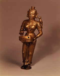 Lamp in de vorm van de Godin van Fortuin, Zuid-Indiaas, begin 19e eeuw (brons)